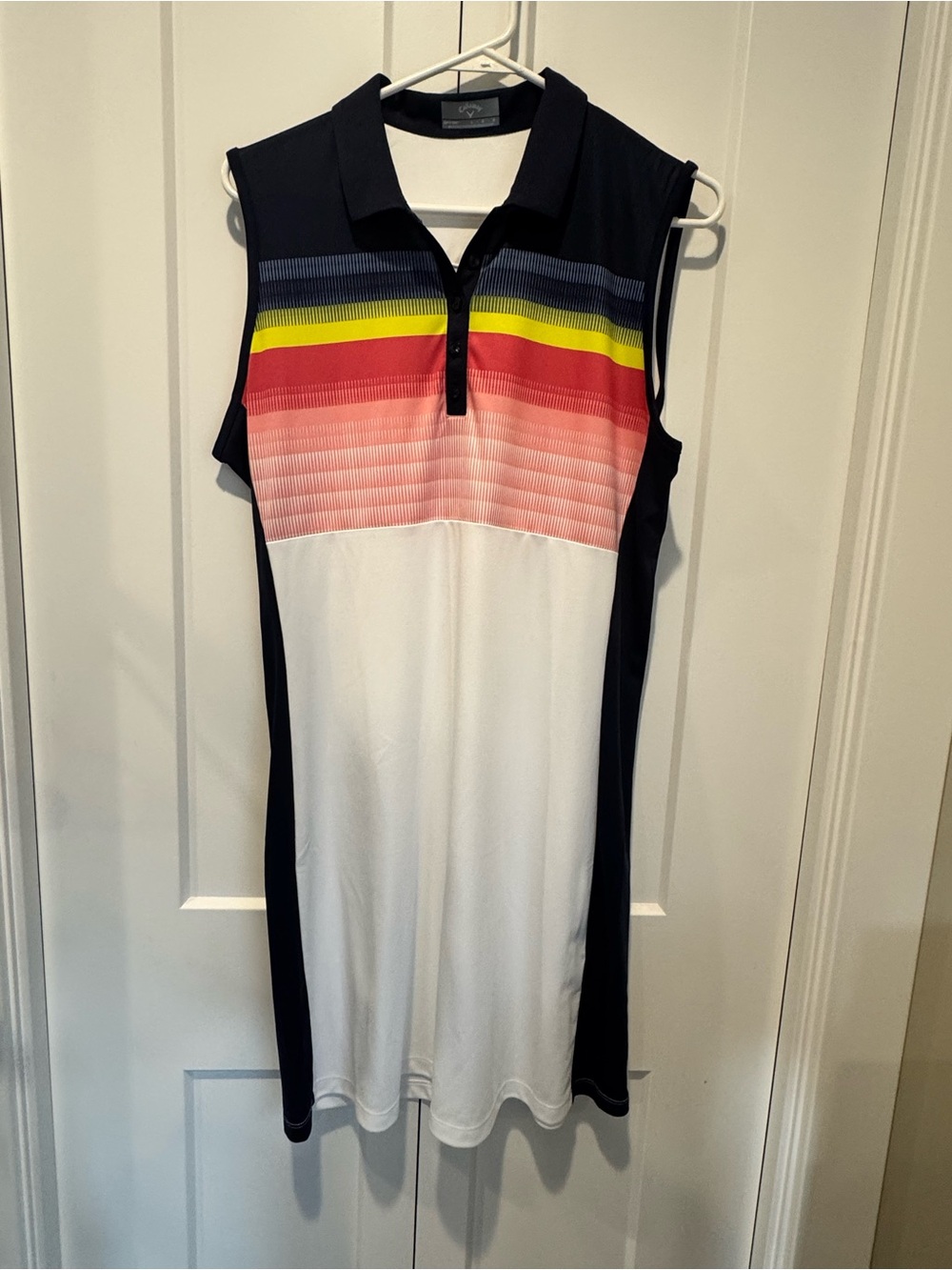 Callaway White Polo golf dress with Navy Collar